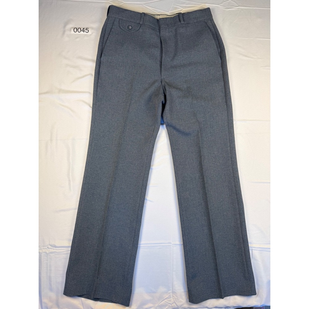 Vintage 70s Farah Mens Gray Textured Dress Slacks Straight Leg Trousers 30x31